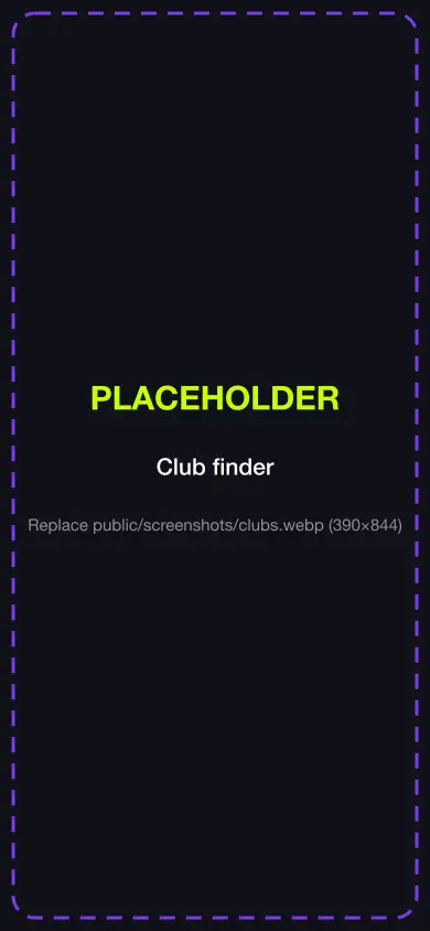 Placeholder for an XCue screenshot: club finder